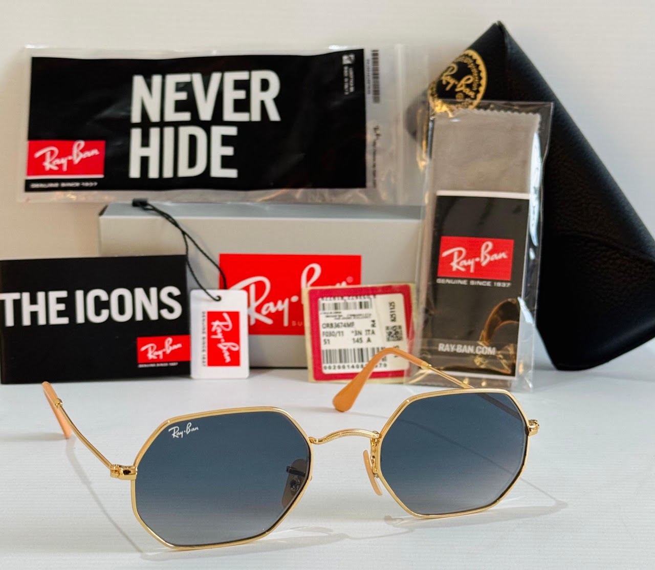 Octagonal Dorado/Azul Degrade patilla beige 3556 001/32